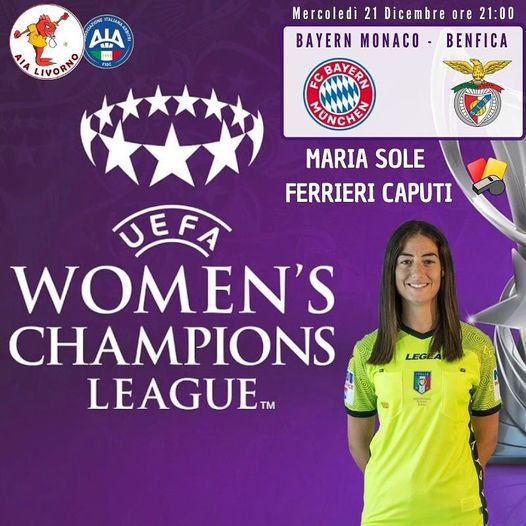 Bayern-Benfica. Designazione in Champions League femminile per Maria Sole Ferrieri Caputi